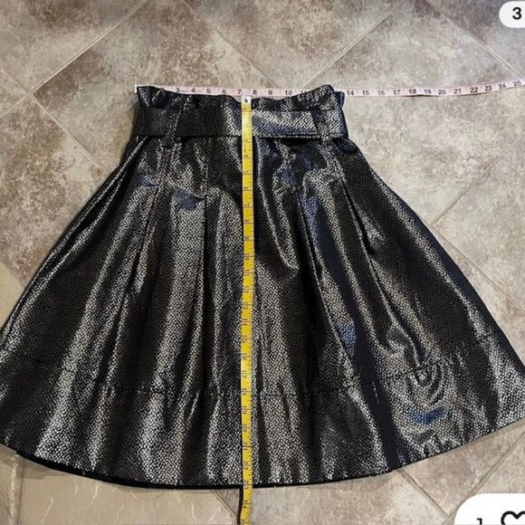 Express Silver and Black High Rise Skirt With Sash Tie Size 2 NWT - Picture 3 of 6